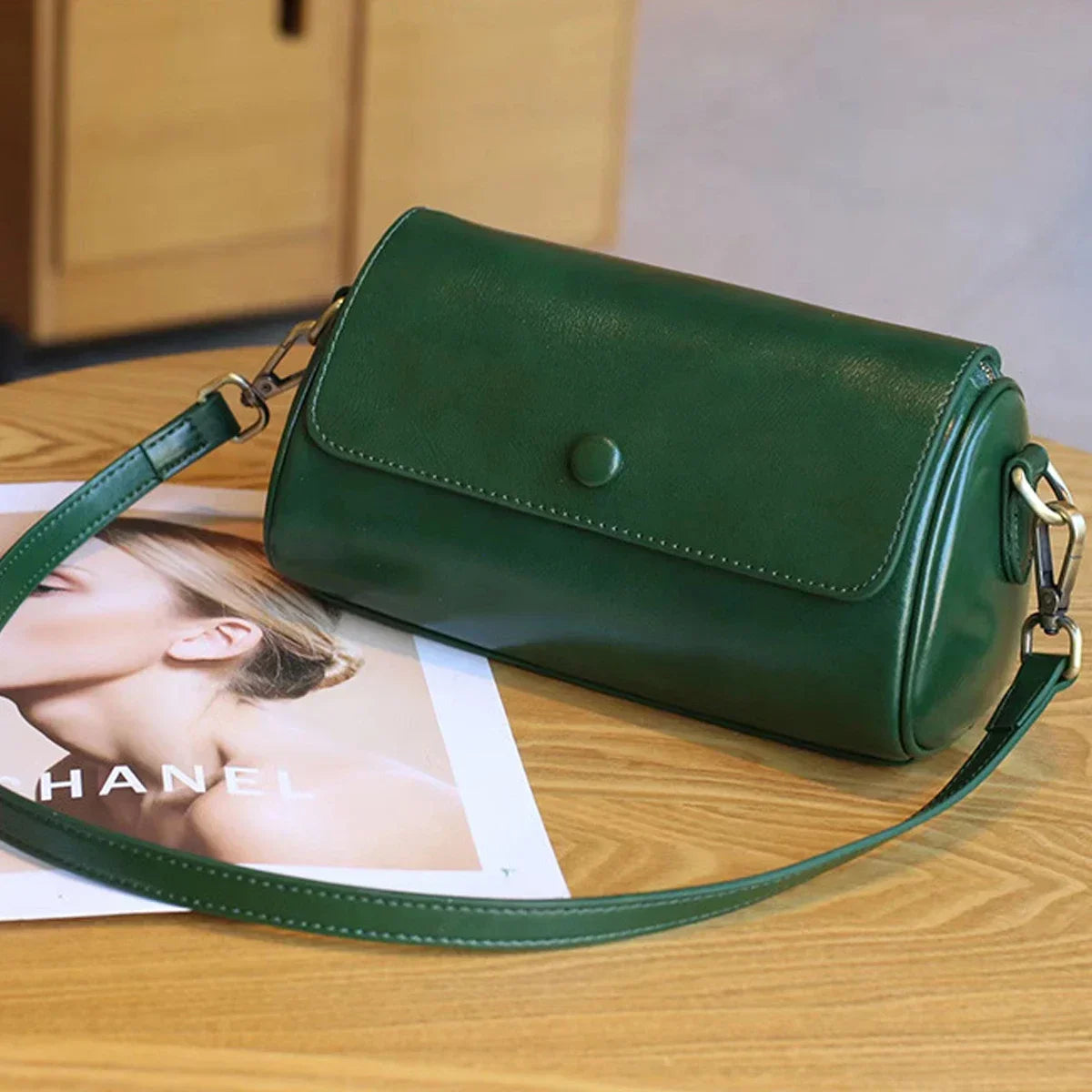 Bolsa de Ombro de Couro Retrô